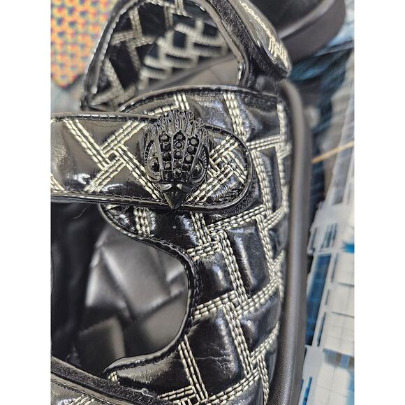 KURT GEIGER London Orson Quilted Leather Slingback Sandals Black/White Size 7.5 - Picture 7 of 11